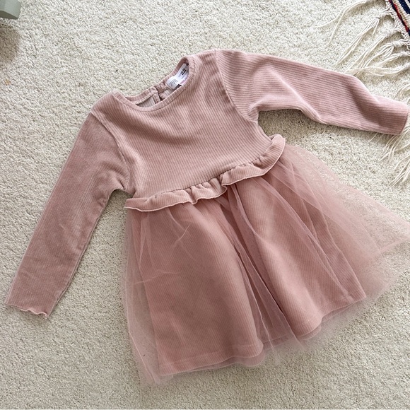 ZARA Pink Long Sleeved Tutu Dress - Picture 1 of 3